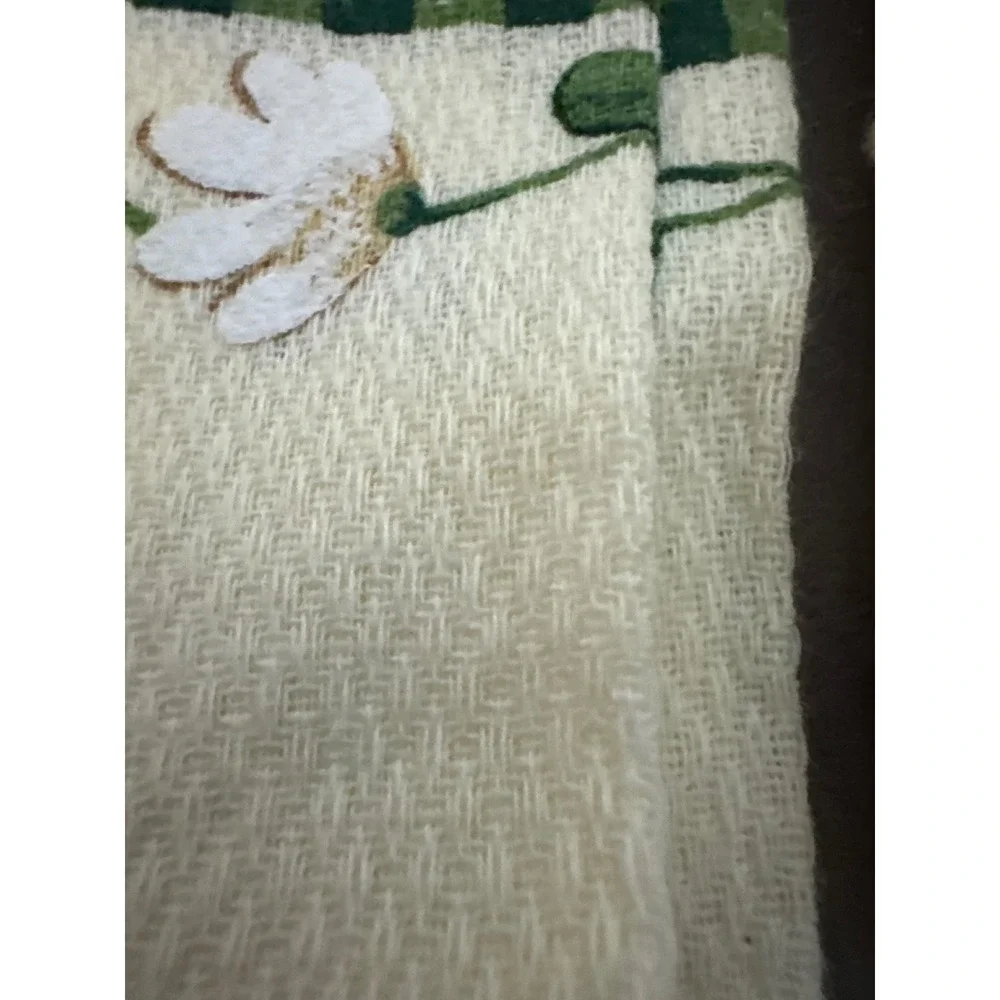 Franco Rooster Kitchen Towels Set /3 Cream Green Gingham Farmhouse Country Decor